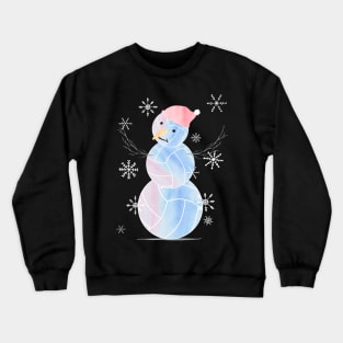 Cute Watercolor Pastel I Love Volleyball Snowman in light blue, pink and purple Crewneck Sweatshirt